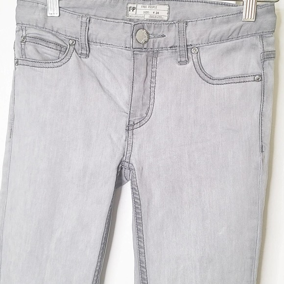 Free People Destroyed Skinny Jeans in Coal Grey - Picture 5 of 7